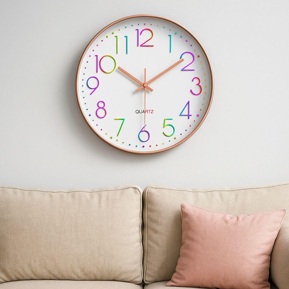 Fashion 12 Inch Digital Wall Clock Mute Colorful Numbers Quartz Clock Plastic Wall Hung Clock Living Room