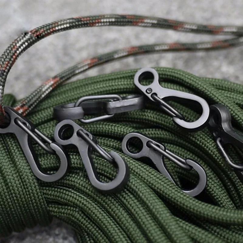 10Pcs EDC Survival Climbing SF Spring Backpack Clasps Keychain Mini Carabiner Paracord Gear Hooks Key Chain Camping Tools