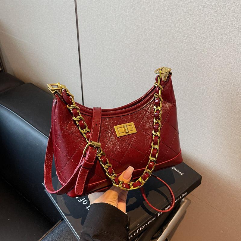 Bag Women's Commuter Crossbody Bag 2025 Autumn and Winter New Fashion Shoulder Bag Rhombus Retro Underarm Women's Bag