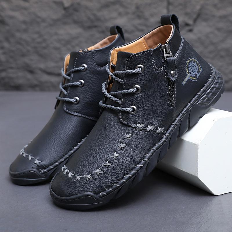 Men's Plus Size Handmade Casual Shoes Four Seasons Breathable Non-slip Outdoor Walking Shoes Fashion Youth Joker City Flat Boots