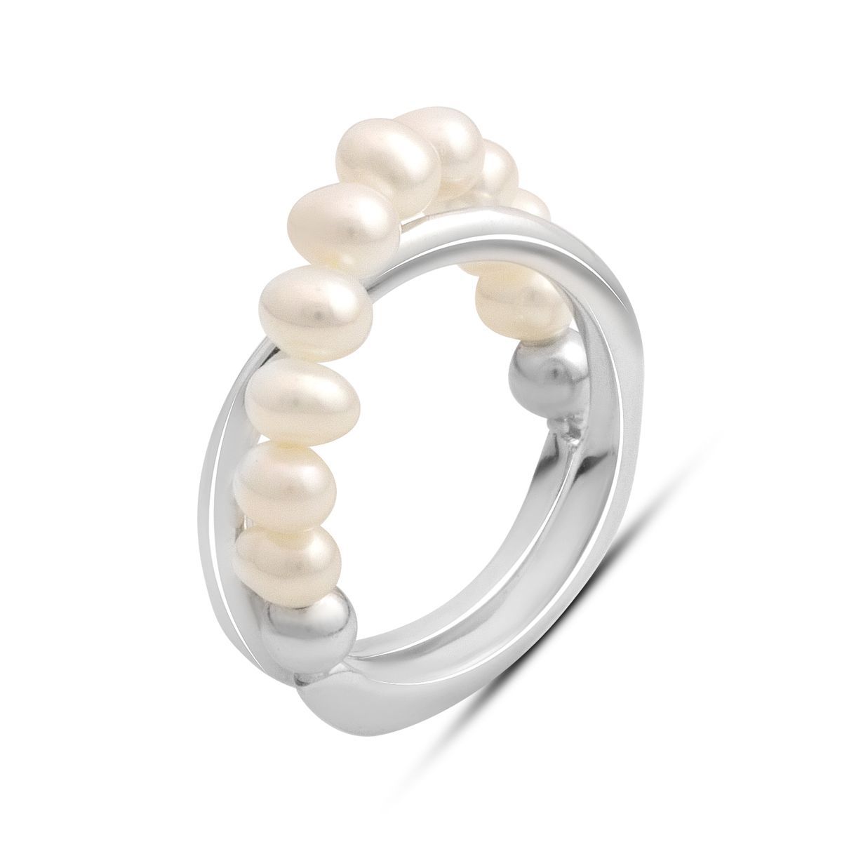 

Срібний перстень з натуральними барочними перлами, вага виробу 4,79 гр (2185222) 17 білий