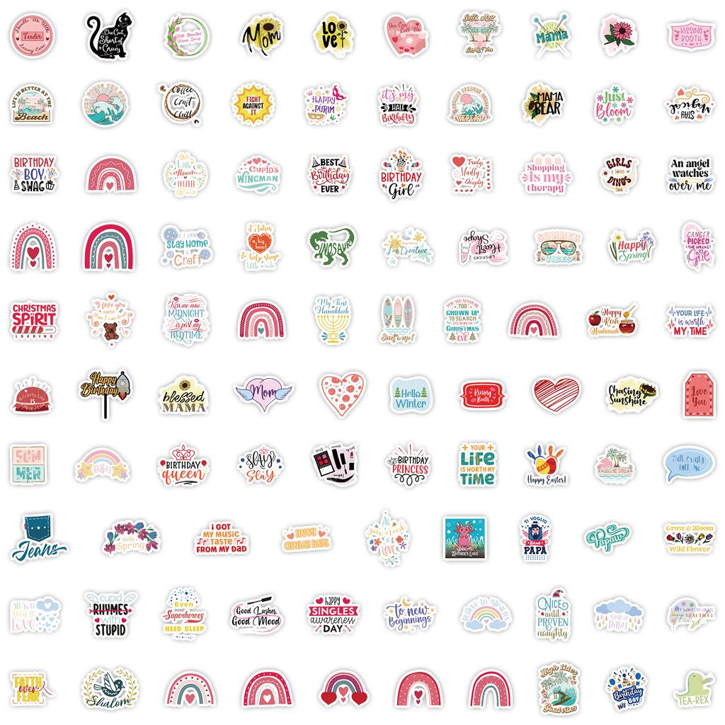100 English Phrases Graffiti Stickers Computer Mobile Phone Suitcase Decoration Stickers Waterproof Creative Stationery Stickers