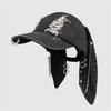 2025 Techwear Style Vintage Punk Ripped Hole Denim Baseball Cap Men Women Metal Chain Rabbit Ears Hat Street Hip Hop Gorras