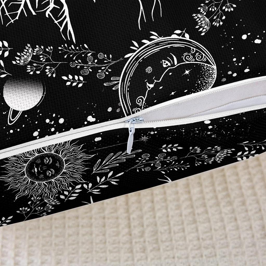 Set of 2 Tree Of Life Throw Pillow Covers 18x18 Sun And Moon Pillow Covers Kids Teens Bedroom Decor Black And White Cushion Covers Gothic Bohemian