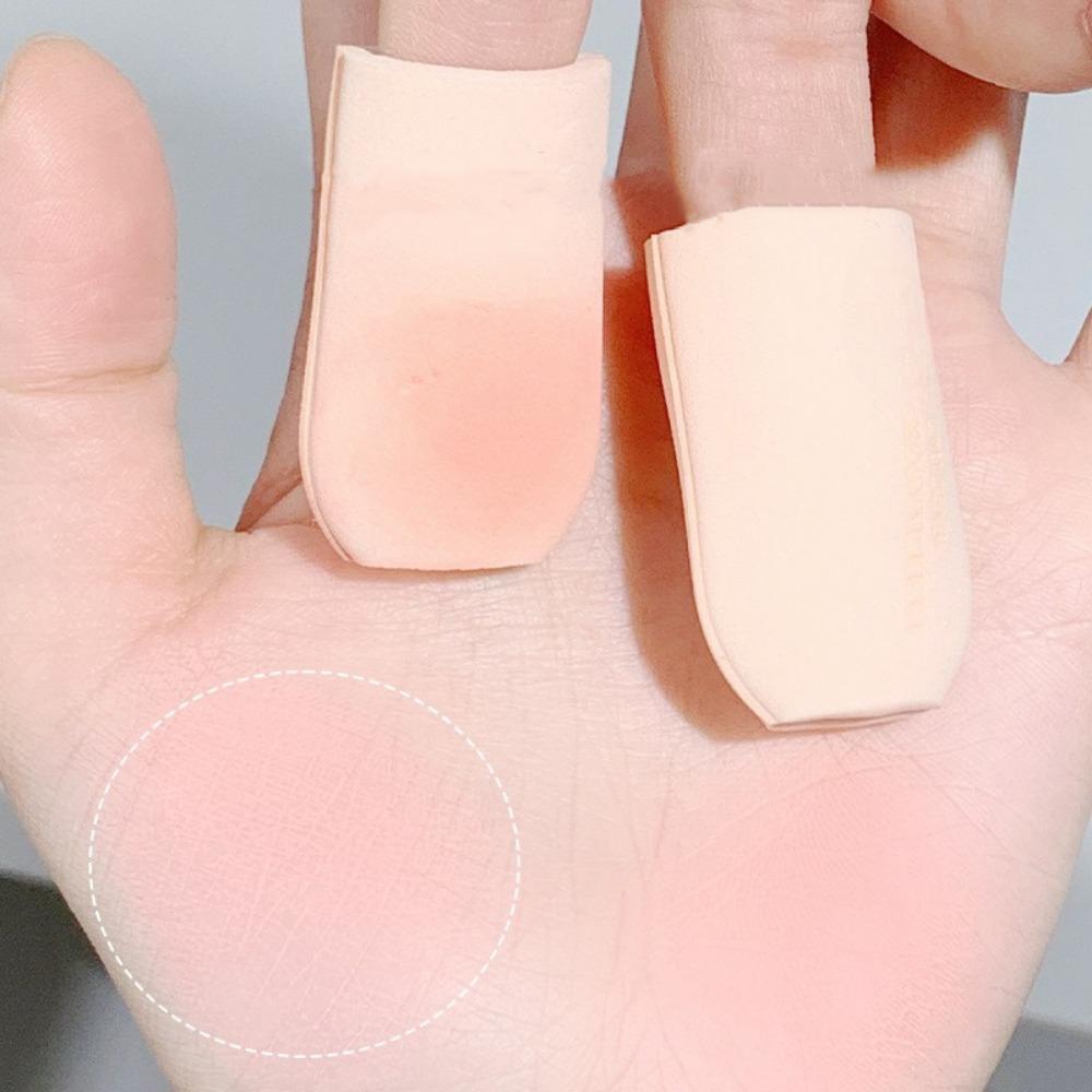 2 Pcs Finger Cot Powder Puff for Wet and Dry Use, Powder-free Air Cushion Liquid Foundation Concealer Finger Makeup Egg, Mild Texture, Hypoallergenic