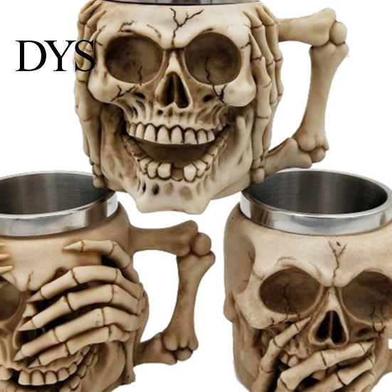 Kubek Wodny Stal Nierdzewna Kubek Halloween Piwo Żywica 3D Kielich Z Wzorem Czaszki i Piszczeli Kawa Prezent