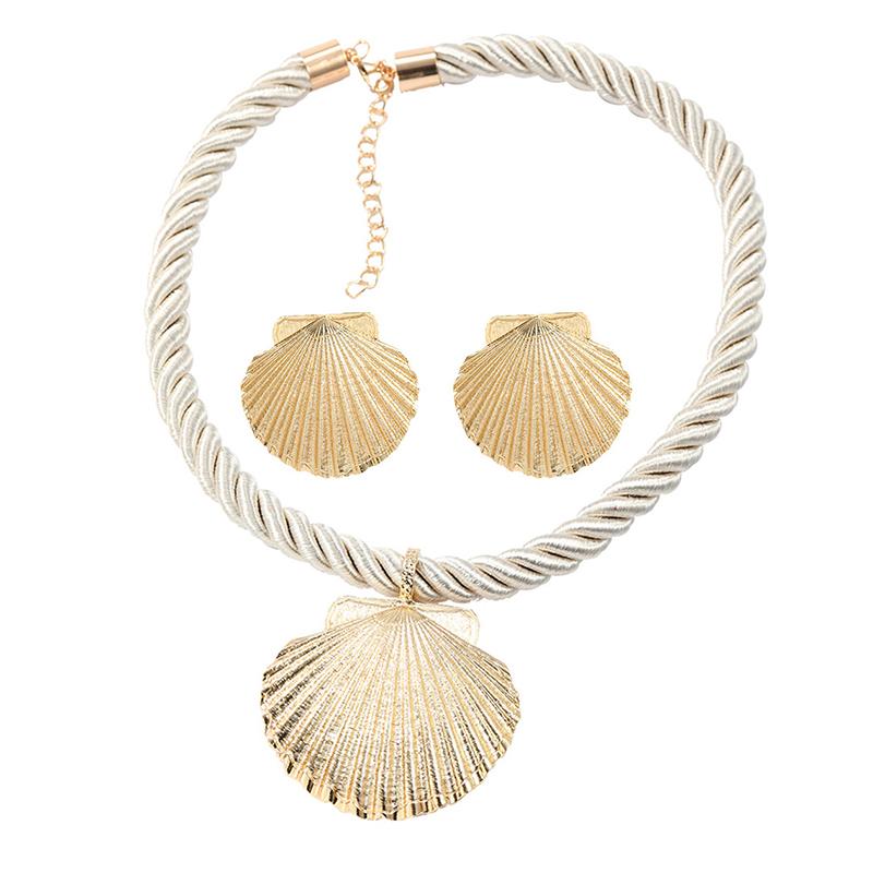 Sommer Seilkette Muschel Anhänger Halsketten Ohrringe Schmucksets Für Frauen Boho Strandparty Schmuckset Geburtstagsgeschenk