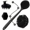 Set di 4 Pennelli da Bagno in Silicone a Manico Lungo per Corpo Schiena Viso Esfoliante Delicato Massaggio Pulizia Profonda con Impugnatura Antiscivolo