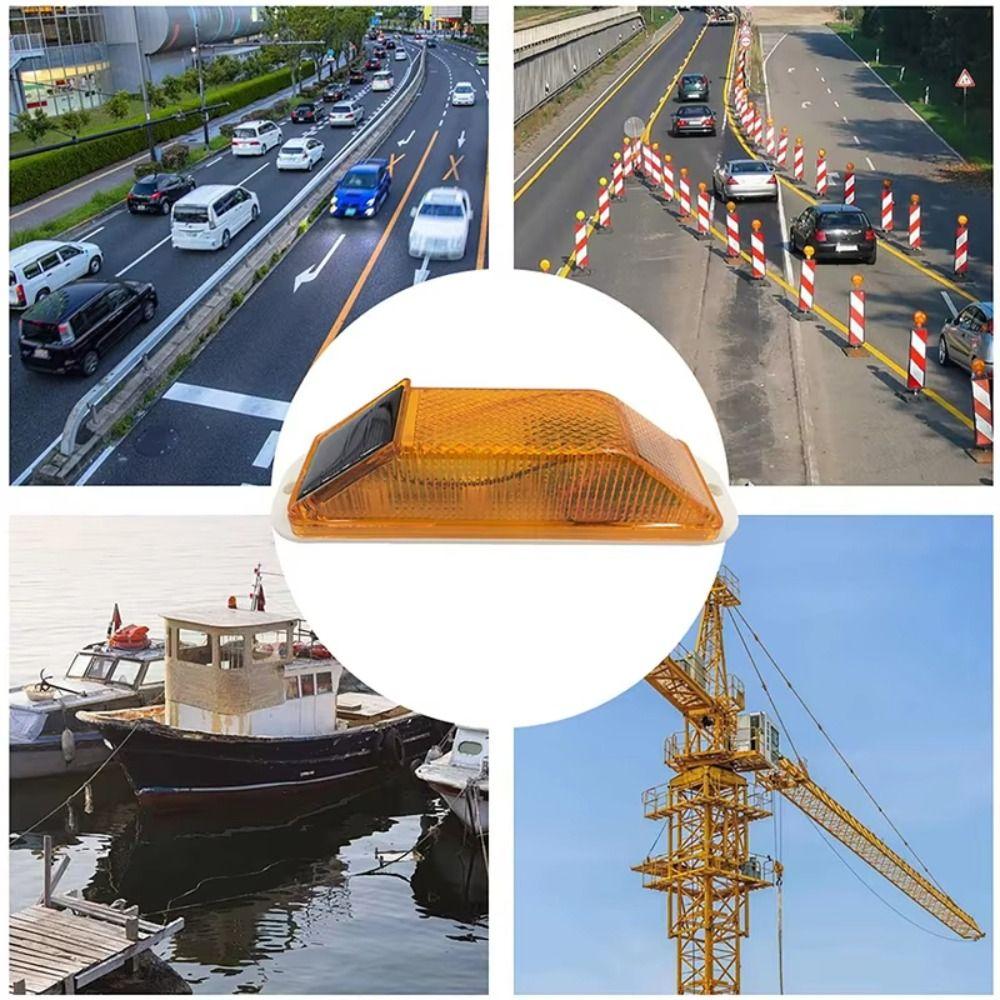Waterproof LED Solar Strobe Warning Lamp Rechargeable Highway Guardrail Light Durable Deck Lights
