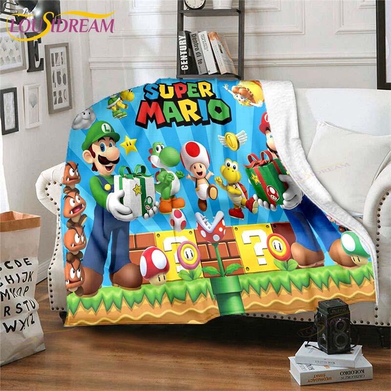 Mario Bros Blanket High Quality Flannel Warm Soft Plush on The Sofa Bed Blanket Suitable for Air Conditioning Blanket