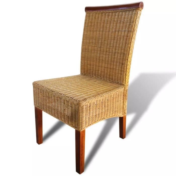 Chaises de salle à manger - vidaXL - Lot de 6 - Marron - Rotin naturel - Style contemporain