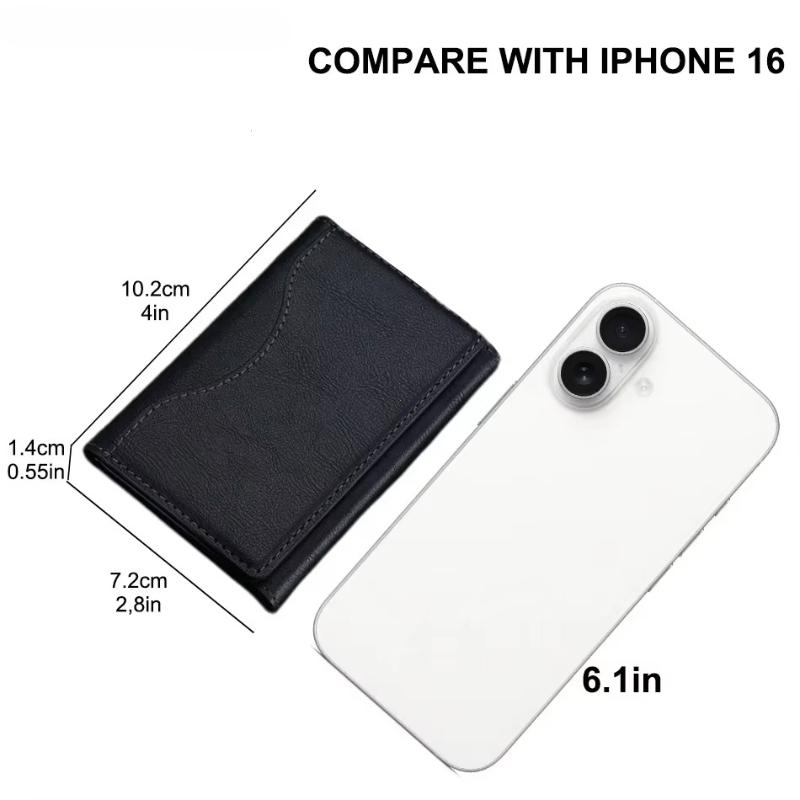 Dreifach faltbare magnetische Handy-Geldbörse PU-Leder Kartenetui Magnetischer Kartenhalter Geldbörse Aufbewahrung für IPhone16 15 12 13 14 Pro Max Plus Mini