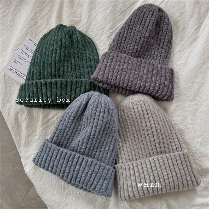 Hat Women's Autumn and Winter Versatile Solid Color Casual Student Knitted Wool Hat New Thermal Hat