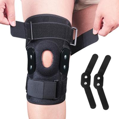 1 szt. Regulowany stabilizator kolana na zawiasach, opaska wspierająca kolano do łagodzenia bólu łąkotki i rzepki, ochraniacz stabilizujący staw kolanowy do biegania