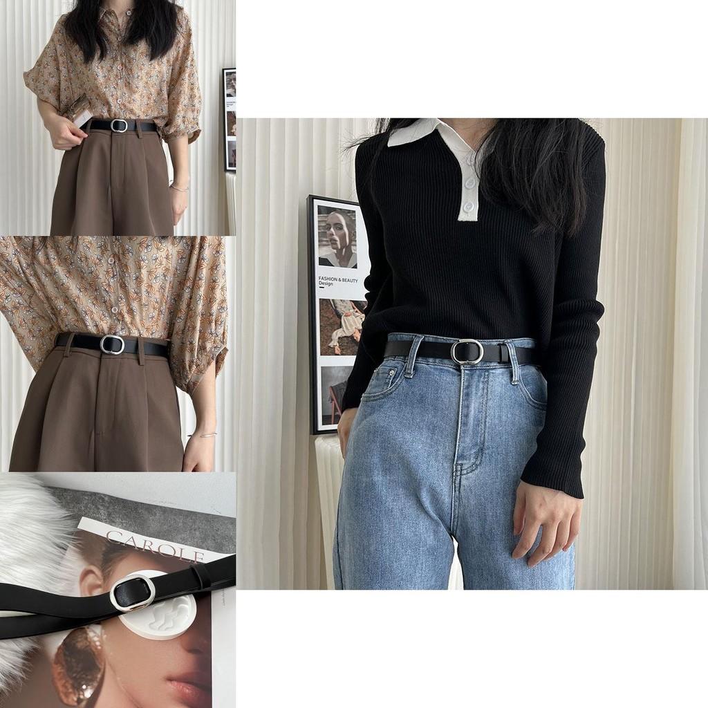 Elegant Black Lambskin Leather Women's Belt With Smooth Buckle For Chic Style And Versatile Fashion