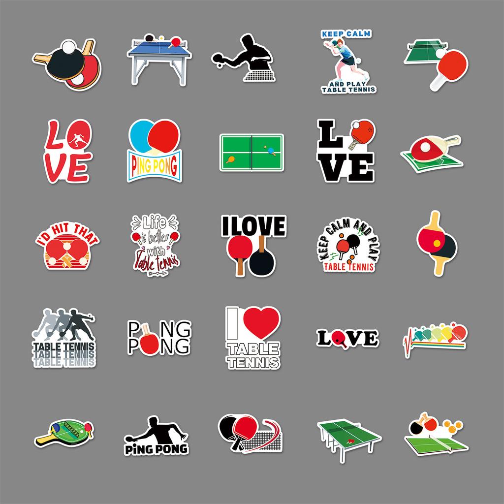 50 Tischtennis Doodle Personalisierte Sportperipherie DIY Handy Skateboard Koffer Aufkleber Wasserdicht