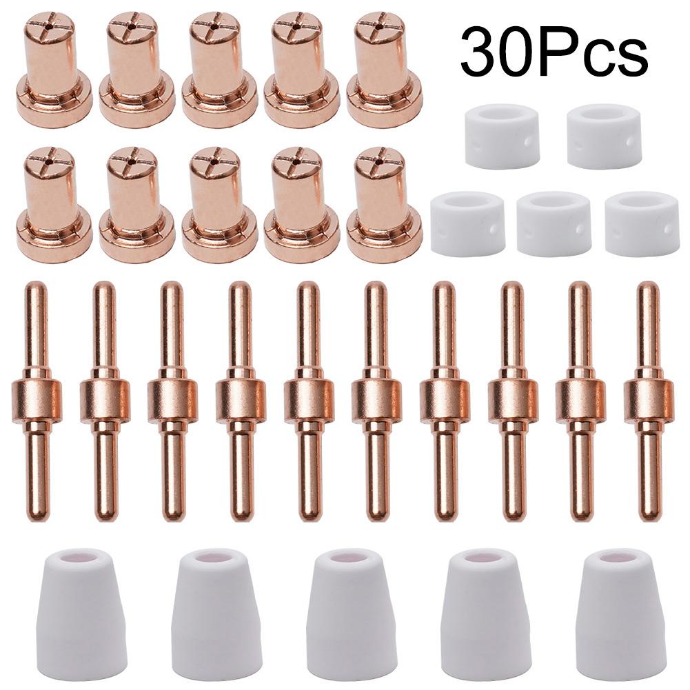 Diverse 30 Pcs Tooling Pack for Plasma Cutters Including Key Components Like Electrode and Protective Shields for MAX Efficiency