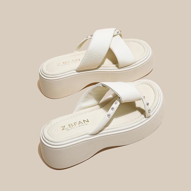 Chinesischer Stil auf Scheiße treten, Sommer-Slipper, Ein-Wort-Schleppgefühl weiche Sohle, hochwertiger Außenrock und Retro mit Schwangerensandalen