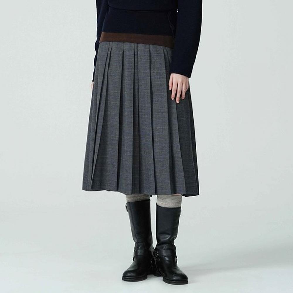 On On Check Pleats Midi Skirt New5as804 GREY CHECK/S_01