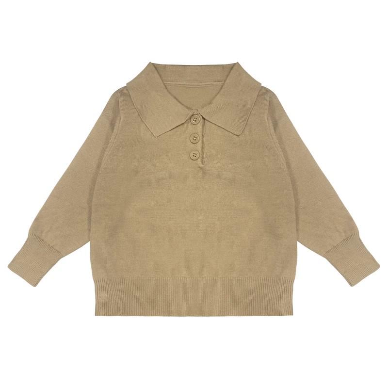 New Boys' Turn-Down Collar Knitted Sweater - Autumn/Winter Style for Small To Medium Children