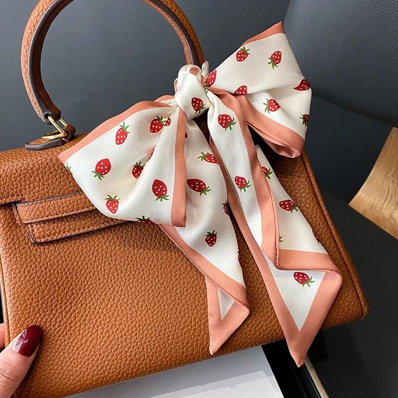 Fashion Print Hair Ribbon Scarf Women Neck Tie Bag Scarfs Satin Silk Skinny Headscarves Ladies Foulard Floral Bands 2026 New