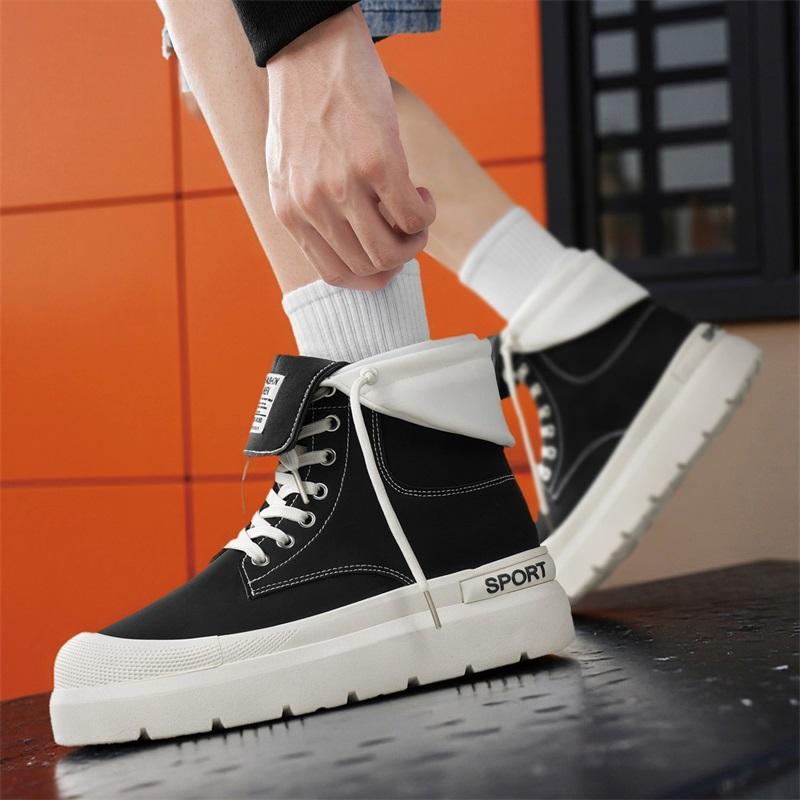 Pánské vysoké boty na silné podrážce Všestranné a trendy britského stylu Pracovní boty Pohodlné a protiskluzové