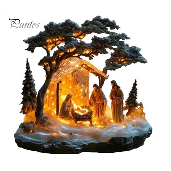 Winter Snow House Acrylic Decoration 2D Flat Nativity Scene Table Sign Christmas Home Office Living Room Bedroom Bookshelf Desktop Ornament