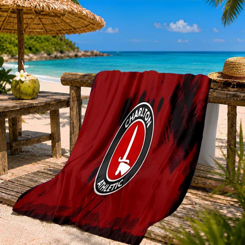 Charlton FC Crest Beach Towel Microfiber Beach Towel, Lightweight and Quick-Dry, for Summer Travel, Swimming Pool Fan Birthday Gift
