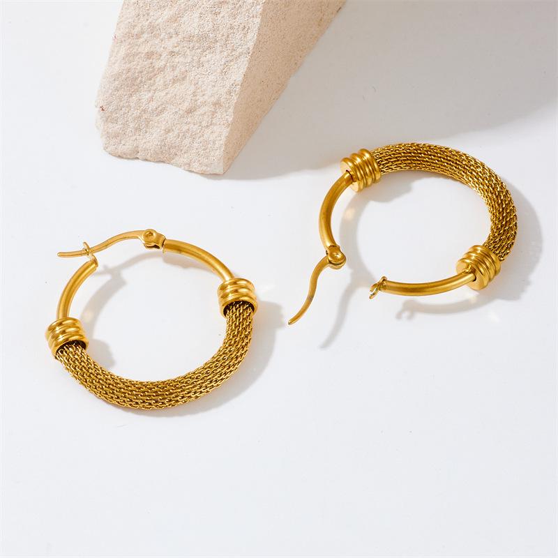 Gold Mesh Hoop Earrings for Women