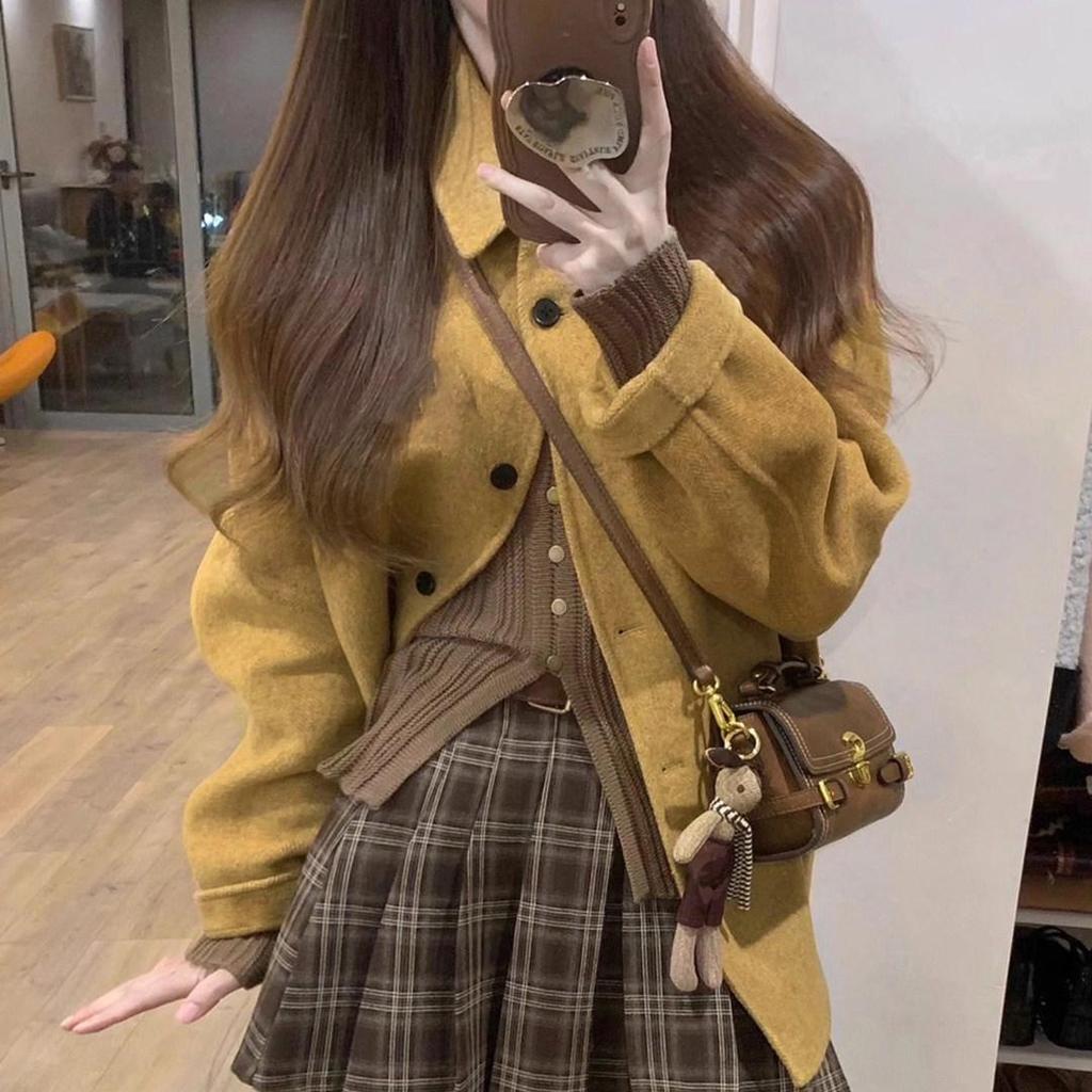 Korean Style Double-Sided Woolen Coat for Women - Elegant Early Winter 2025