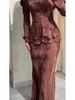 Elegant Retro Slim Long Sleeve Dress for Women - Spring 2025 Collection
