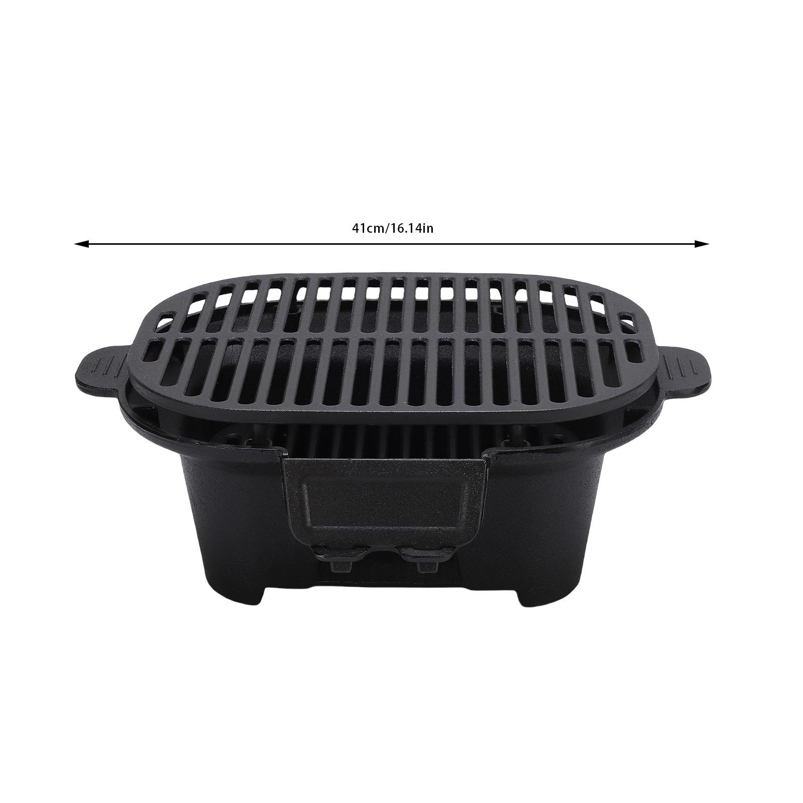 Маленький портативный гриль Хибачи Уличный угольный гриль Чугунный Японский гриль для Якитори Туристический гриль-плита для барбекю на заднем дворе Пикников чёрный