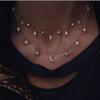 New Gold-plate Crystal Stars Pendant Necklaces For Women Necklace Multilevel Female Boho Vintage Jewelry Wedding Gift