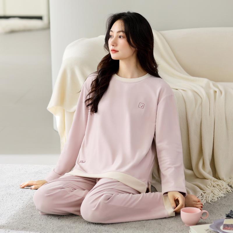 Island Fleece Pajamas Women'S Winter Thickened Fleece Warm Spring And Autumn Thin Fleece Autumn And Winter Coral Fleece Pullover Loungewear