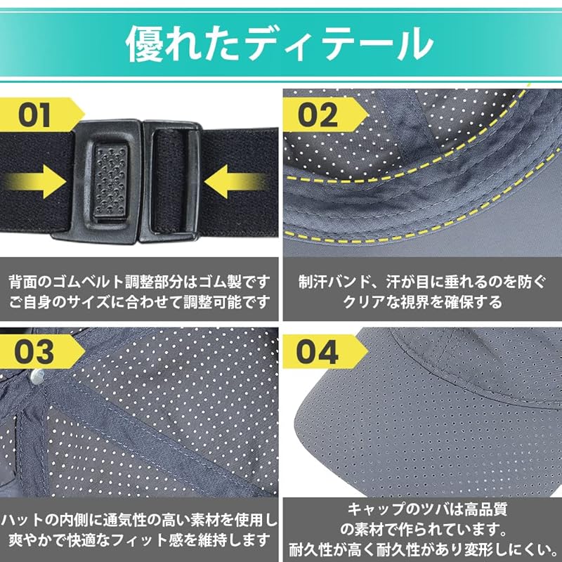 [HORADON] cap men's big size Hat [ventilated mesh, ultra-lightweight approx. 55g, adjustable 58-62cm] Mesh cap sports hat baseball cap UV cut