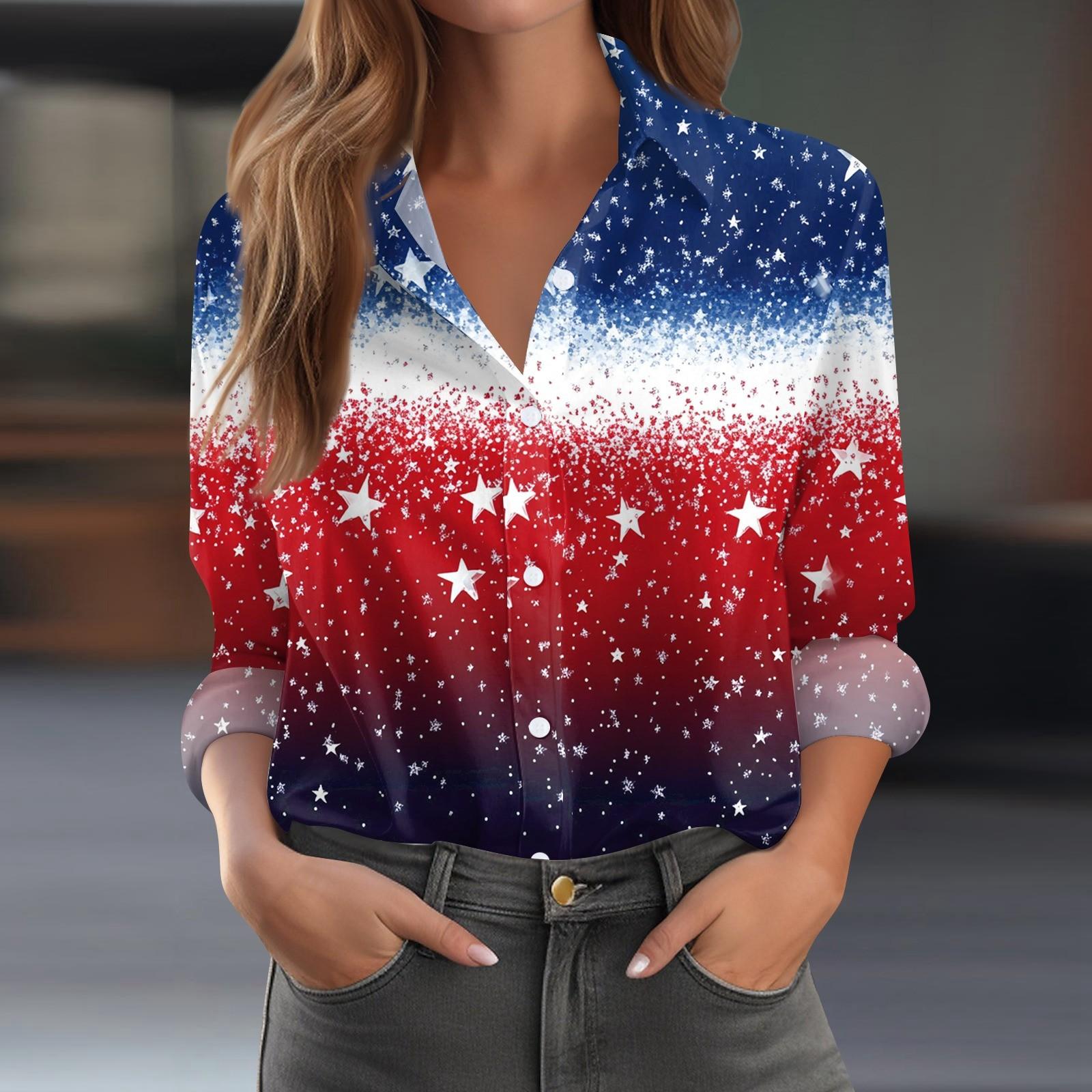 

Женская рубашка-блузка с принтом и пуговицами, длинный рукав, повседневный базовый рубашечный воротник, обычный топ S красный