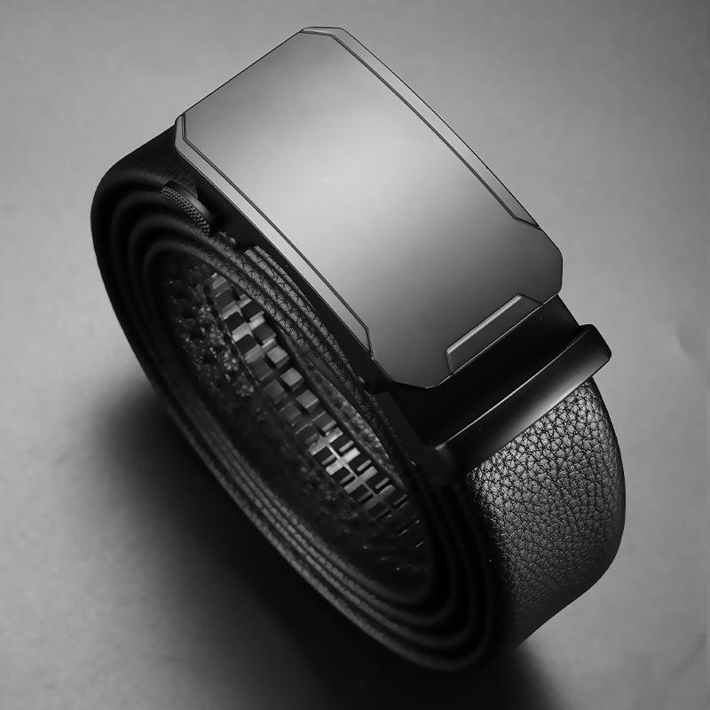 Men's Belt Genuine Leather Belt Young Man's Automatic Buckle Leather Belt Business Casual Belt Men