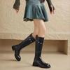 Fashion Women Chunky Platform Knee-High Boots Punk Leather Long Boot Woman High Heels New Autumn Winter Knight Boots Motorcycle Booties