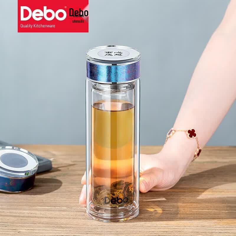 Debo Kingsley 320ml Double-Layer Temperature Display Glass Cup
