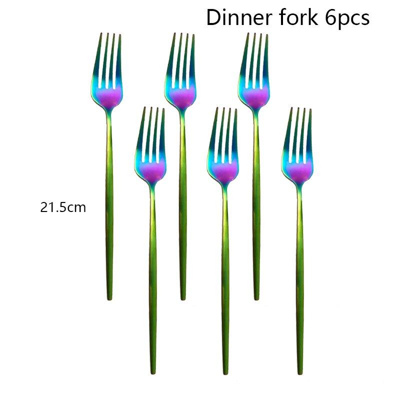 6Pcs Rianbow Matte Abendessen Gabel Edelstahl Geschirr Besteck Küche Gabel Hotel Familie Geschirr Besteck Besteck Set