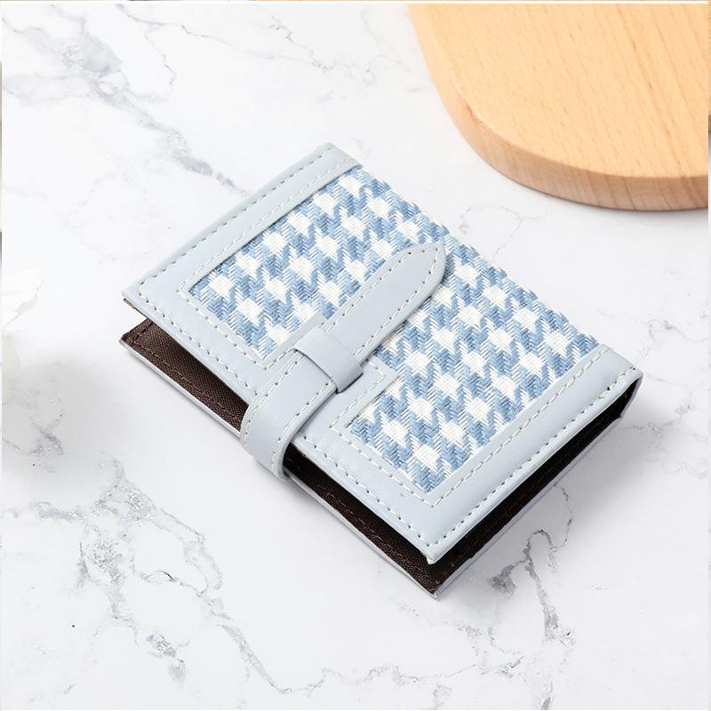 

Женский кошелек для карт с несколькими отделениями, однотонный, простой, маленький, свежий, студенческий, антимагнитный, для водительского удостоверения, маленький держатель для кредитных карт светло-синий