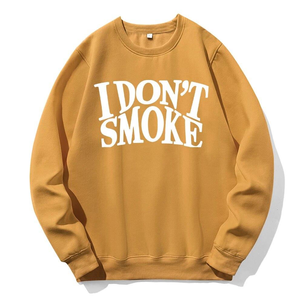I Don't Smoke Potisk Mikina Unisex Fleece s kapucí Pohodlné Teplé Mikina Street Sport Móda Basic All Match Daily Mikiny