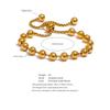 Eetit 18K Gold Color PVD Plated Metal Beads Chain Adjustable Bracelet Bangle Statement Waterproof Summer Daily Jewelry