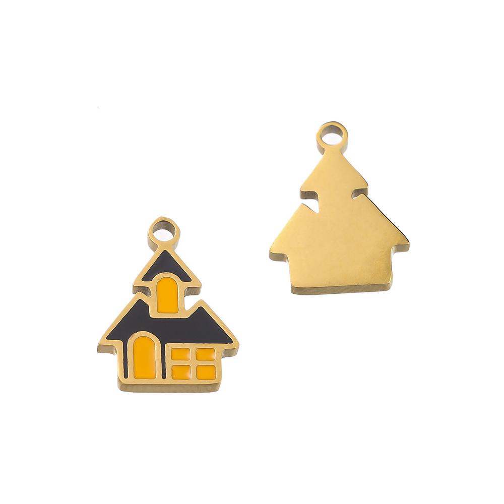 1pcs Stainless Steel Cartoon Halloween Enamel Charms Pumpkin Skeleton Ghost Bat Cat Pendants for DIY Jewelry Making Accessories