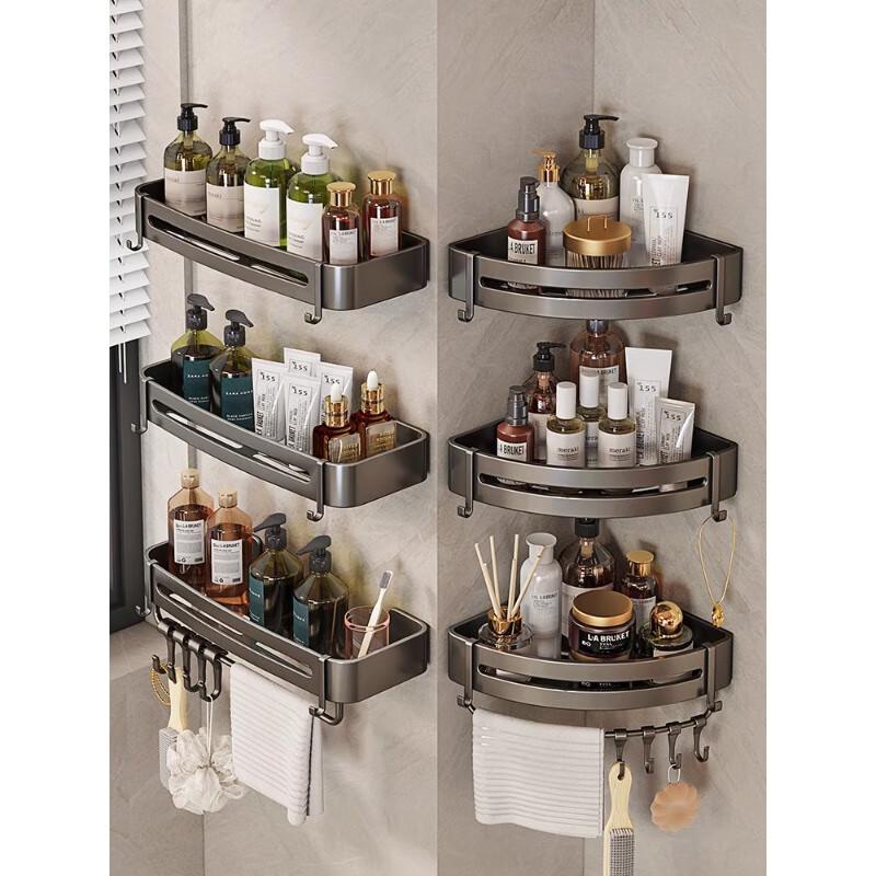 

YOUQIN Punch-Free Wall-Mounted Bathroom Corner Storage Basket with Soap Dish