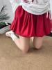 Plus-Size Red Bud Hem Midi Skirt for Women - Autumn Sweet Spicy Girl Cloud Fluffy A-Line Short Skirt