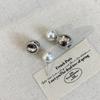 Silver Needle Geometric Ball Pearl Front and Rear Two Wearing Metal Ball Earrings Simple Personalized Stud Earrings