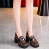 British style small leather shoes women's 2024 medium heel platform waterproof table patent leather retro versatile single shoes high heels tide ins