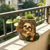 Artificial Stump Planter Resin Tree Bark Shape Flower Pot with Koala/Frog/Sloth Rustic Small Barrel