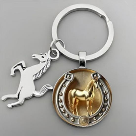 Keychain Year of Horse 2026 Zodiac Souvenir Pendant Key Chain Horse Pattern Charm Keyring Car Keys Backpacks Accessories